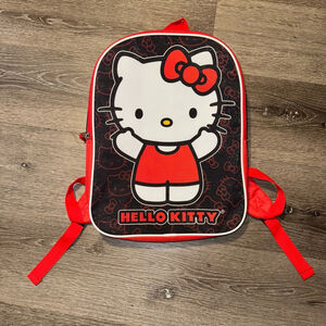Girls Hello Kitty Black Red Backpack One Size